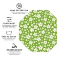 thumbnail image 3 of Lsque Green White Flowers Pattern 4" Drink Coasters Set of 4, PVC Leather Absorbent Coasters, Table Coaster Set Decorative Coffee Cup Coasters Housewarming Gift -Octagon, 3 of 6