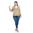 thumbnail image 1 of Blusa estampada con olanes Roman Fashion /Tallas Extras, 1905 (Hueso /Beige) beige 42, 1 of 4