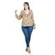thumbnail image 1 of Blusa estampada con olanes Roman Fashion /Tallas Extras, 1905 (Hueso /Beige) beige 42, 1 of 4