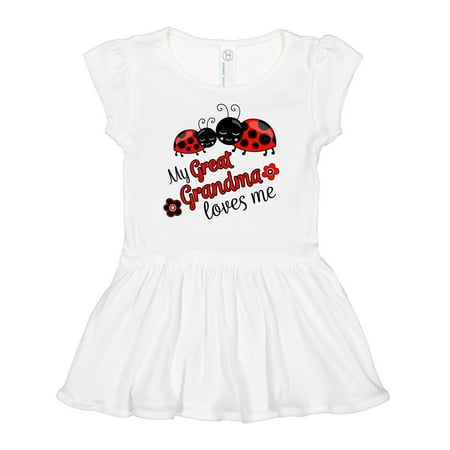 

Inktastic My Great Grandma Loves Me with Cute Ladybugs Gift Baby Girl Dress