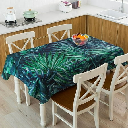 

Rainforest Leaf Print Tablecloth Washable Rectangular Home Coffee Dining Table Fireplace Microwave Cover