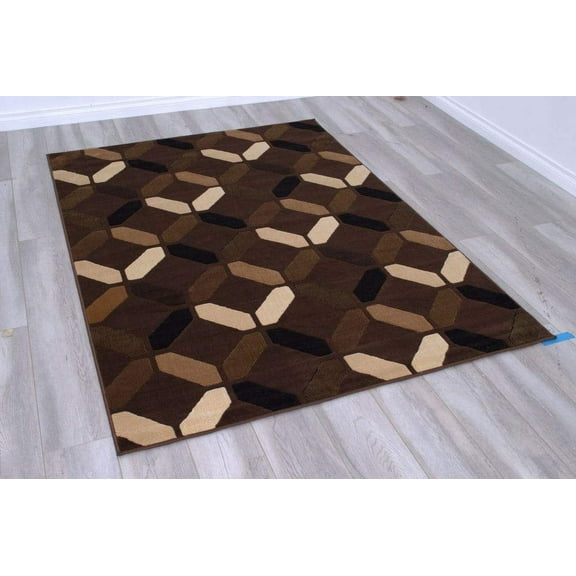 Geometric Design Modern Contemporary Livingroom Chocolate Brown Beige Abstract Area Rug Classic
