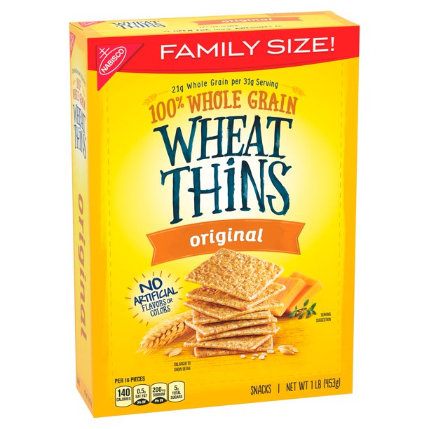 Wheat Thins Original Whole Grain Wheat Crackers, Family Size, 16 oz