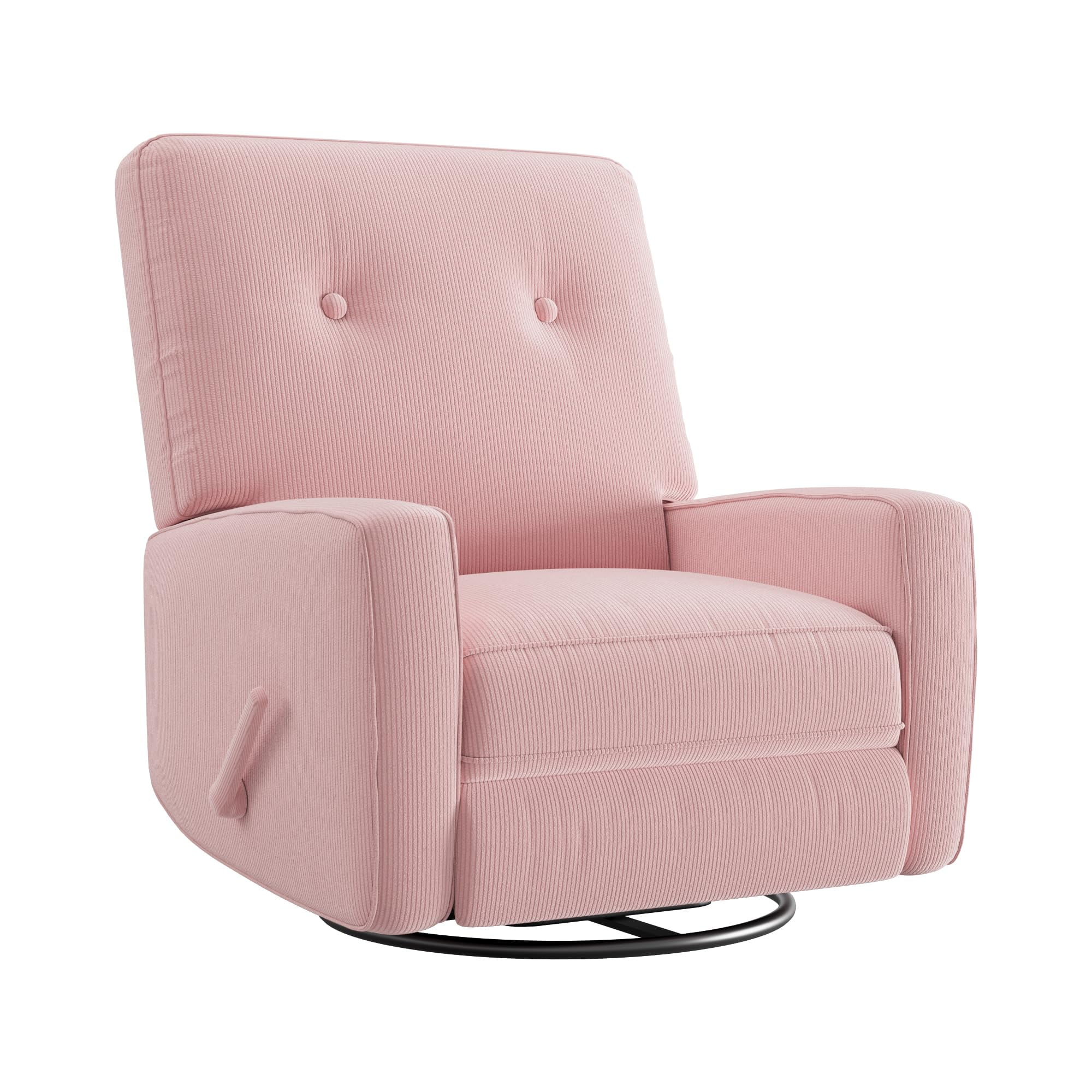 Modern Swivel Glider Recliner for Nursery & Small Spaces 360° Rocking Chair with Adjustable Lumbar Support & Footrest | Corduroy Upholstery for Apartment Living Room & Bedroom