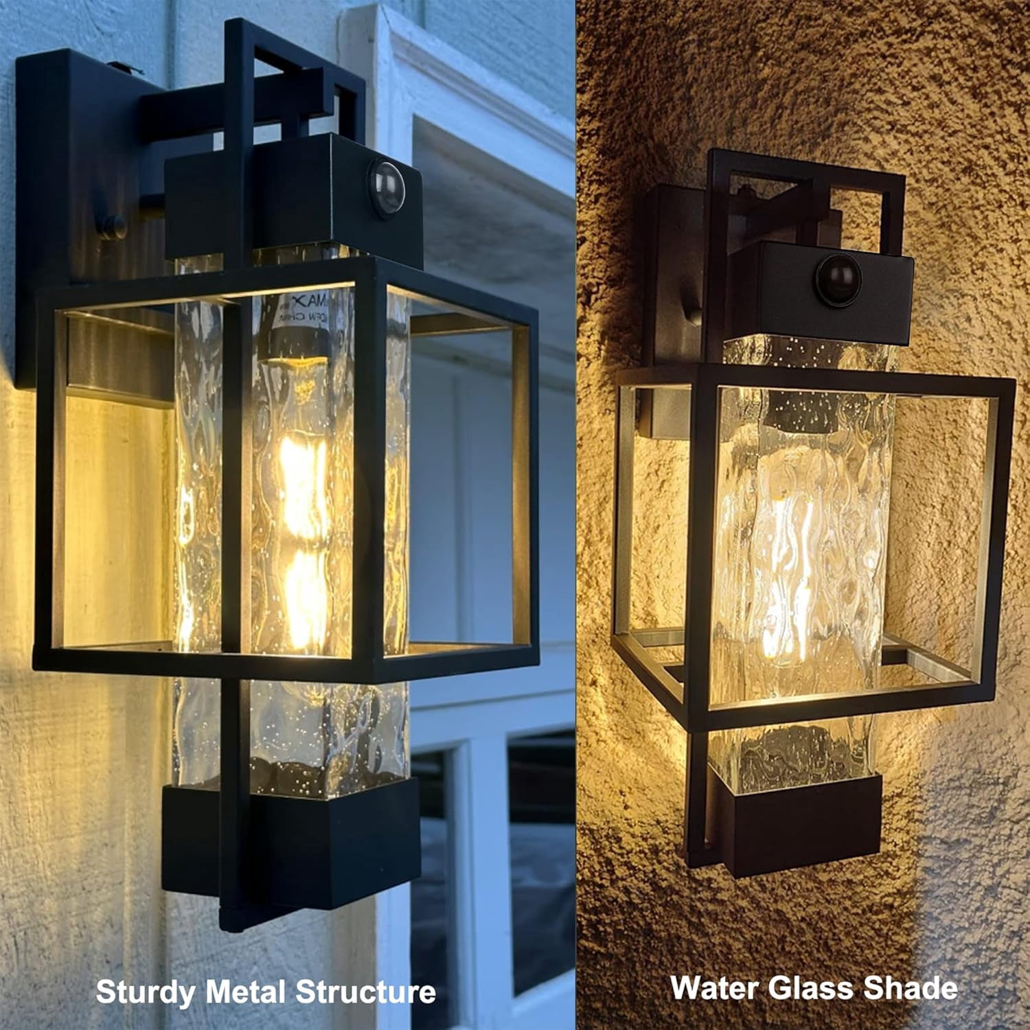 Modern Motion Sensor Outdoor Wall Lights 2 Pack 15" Exterior Wall Sconce Waterproof Porch Light
