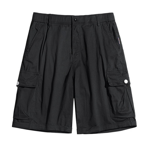 Men's Shorts Cargo Shorts Running Shorts Multiple Utility Pockets Elastic Waist Cotton Hiking Shorts Mens Cargo Shorts Black XL