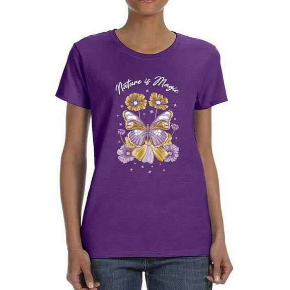 Nature Is Magic Butterflies T-Shirt Women -Smartprints Designs, Female 4X-Large