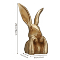 thumbnail image 2 of Large Easter Resin Bunny Table Decor Thinking Bunny Figurine for Home Table Centerpieces Cute Rabbit Statue for Spring Living Room Shelf Mantel Decorations Gold 8 In, 2 of 5