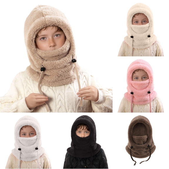 Oiyii Toddler Boy's Plush Beanies Drawstring‑Adjust Bomber Hats, Khaki