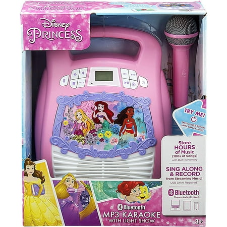 karaoke microphone princess disney machine ekids recorder performances bluetooth speaker usb port via walmart