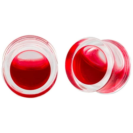 Pair Of Blood Red Liquid Filled Double Flare Plugs