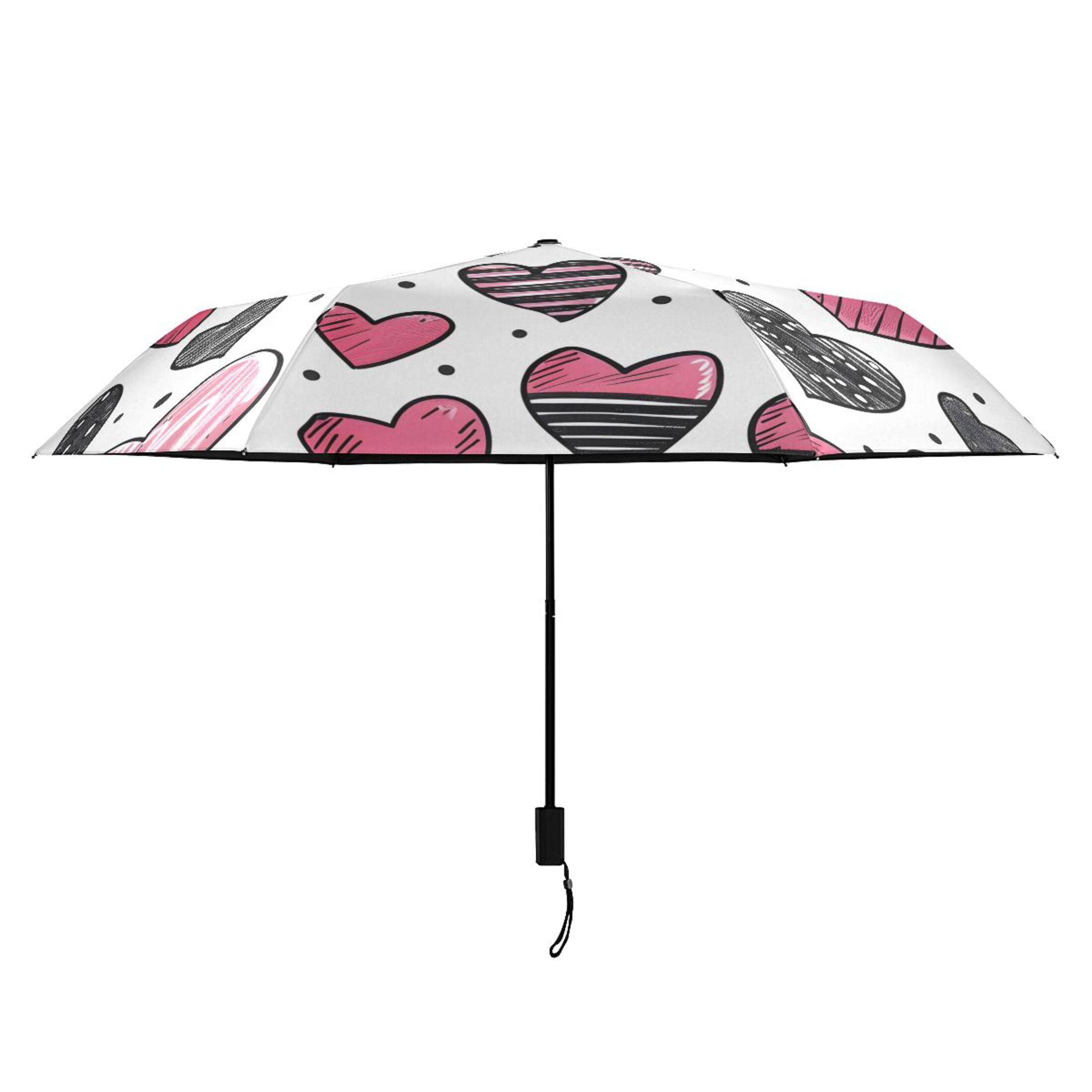 ALAZA Hearts UPF 50+ Compact Folding Umbrella for Rain Travel Umbrella Packable