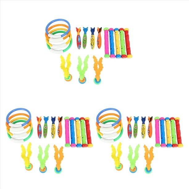 Juguetes de Buceo Juguete de Piscina Sumergible Bajo el Agua, Anillos y Palos de Buceo, Torpedos, Césped AcuáTico, Regalo de Entrenamiento de Buceo para NiñOs (Paquete de 48)