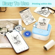 Phomemo T02 Portable Label Maker, Mini Sticker Printer, Bluetooth Inkless Sticker Maker Machine, Mobile Printer for Study Notes, Kids Gift, Photos, Journals, To-dos (Blue)