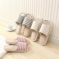 thumbnail image 4 of Open Toe Cotton Linen Slippers Men Women Indoor House Spring Summer Anti- for Slip Slippers, 4 of 10