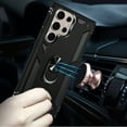thumbnail image 3 of For Samsung Galaxy S25 Ultra Case, Hybrid Shockproof Durable 360 Degree Rotatable Ring Stand Holder Kickstand Fit Magnetic Car Mount Phone Cover (Black), 3 of 8