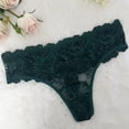 thumbnail image 2 of WULMLEO Women's Sexy Lace Thongs V Cheeky Underwear See Through Panties Dark Green L, 2 of 3