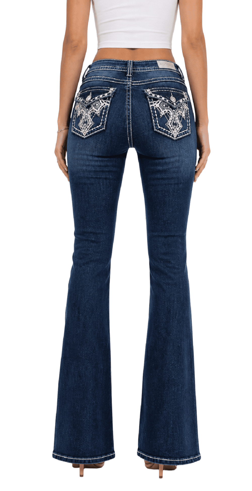 Jack David Women's Mid Rise Bootcut Rhinestone-Embellished