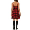 thumbnail image 4 of INSPIRE CHIC Women's Plaid Lace Up Sleeveless Adjustable Strap Party A-Line Dress Red XS, 4 of 5