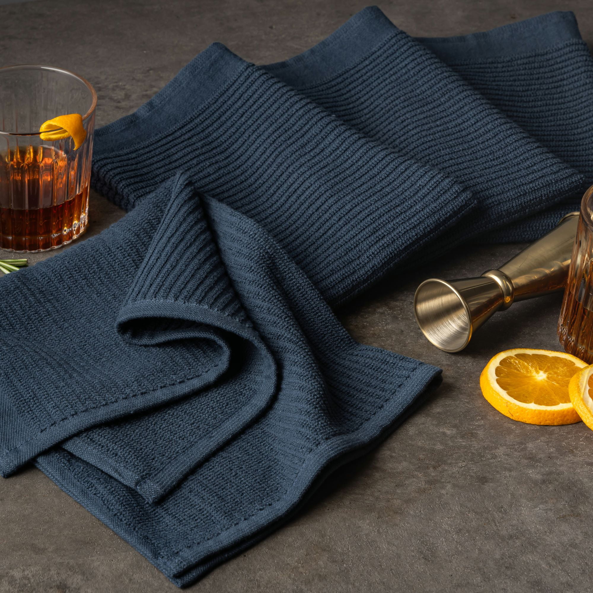 (3 pack) Thyme & Table Bar Mop Dish Cloth Towels, Navy, 4 Pack Set