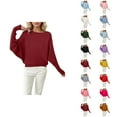 thumbnail image 1 of Chandails Surdimensionnés pour Femmes 2026 Mode Automne Hiver Manches Chauve-Souris Col Rond Tricot, 1 of 4