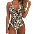 thumbnail image 3 of Fengqque Women Sexy Solid With Chest Pad Without Underwire Bikini Deep V One-Piece Swimsuit, 3 of 8