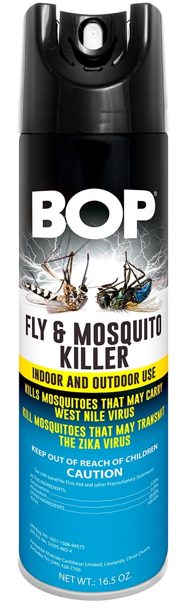 BOP Fly and Mosquito Killer, 16.5 oz, Easy To Use Pest Control Spray, Kills Bugs On Contact And Keeps Your Home Insect Free, Indoor/Outdoor Use For Quick Results