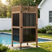 GDLF Outdoor Shower Enclosure with Lockable Door, Privacy Outdoor Shower Stall with Metal Panels , Changing Room for Pool Wash Station