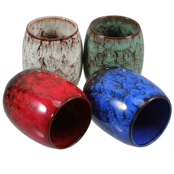 FRCOLOR 4pcs Japanese Ceramic Tea Cups Glaze Coffee Mugs Chinese Tea Cup Traditional Porcelain Teacups for Home Kitchens Offices Use