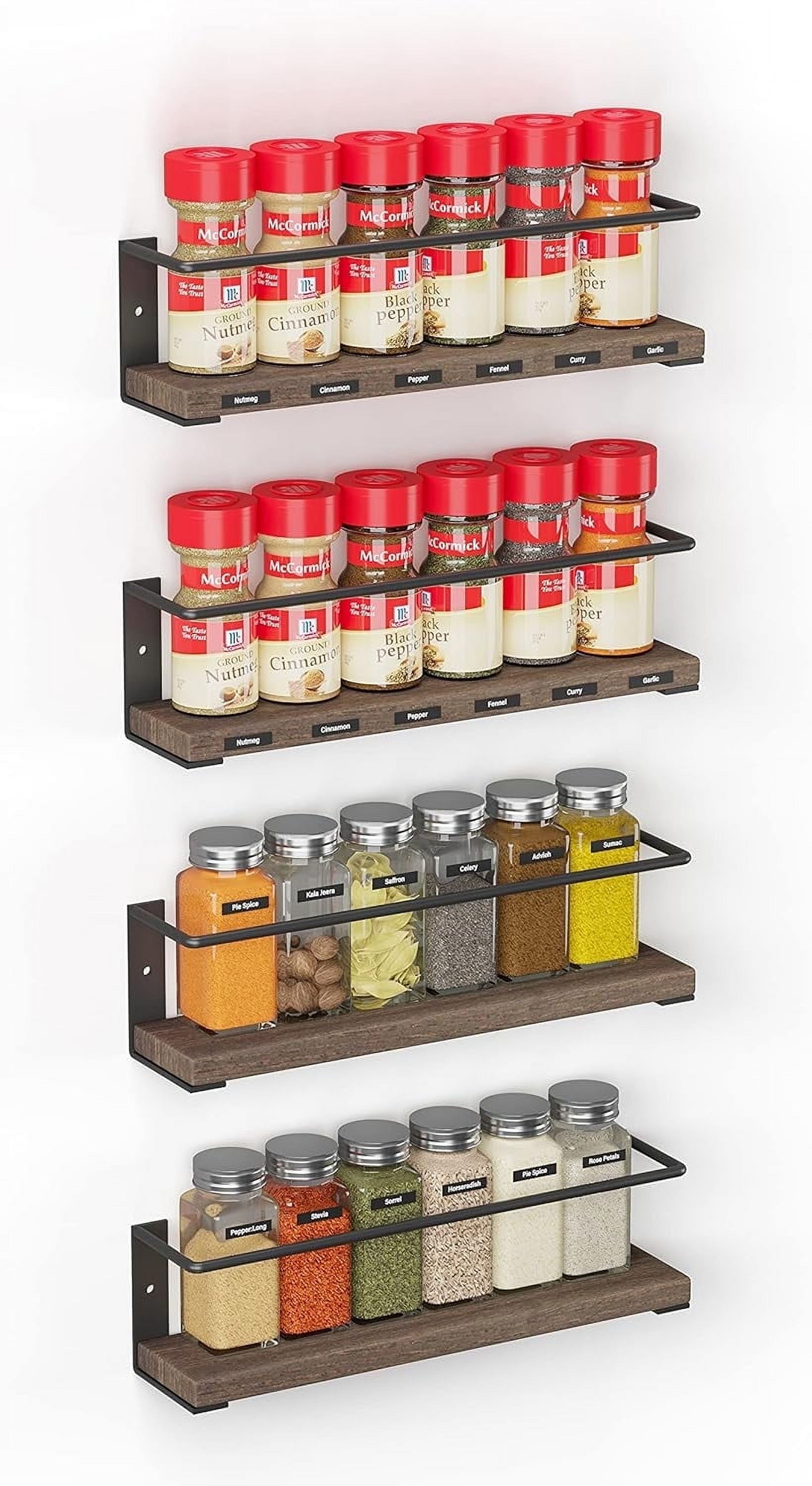SpaceAid Spice Rack Organizer, 4-Pack, Wood and Metal