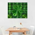 thumbnail image 2 of Acheng St. Patrick's Day Canvas Wall Art Framed Wall Decoration Shamrock Happy St. Patrick Wall Green Plaid Farmhouse Aesthetic Wall Artwork Ready to Hang Wall Pictures for Living Room  pattern1, 2 of 6