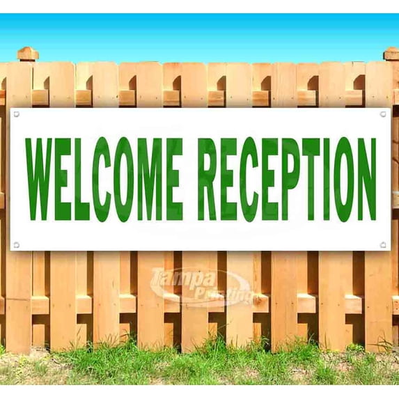 Welcome Reception 13 oz Vinyl Banner With Metal Grommets