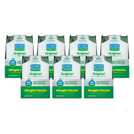 SmartMouth Original Activated Mouthwash - Adult Mouthwash for Fresh Breath - Oral Rinse for 24-Hour Bad Breath Relief with Twice Daily Use - Fresh Mint Flavor - 0.4 Fl Oz (70 Travel Packs)