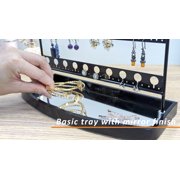 Mango Steam Tabletop Mirror Base Stud Earring Jewelry Organizer, Display Stand, Storage, Gift (Black, Metal)