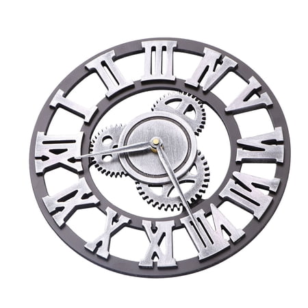 OHOIOLLA Creative Plated Silver Industrial Gear Wall Clock for Wall Decoration and Home Style
