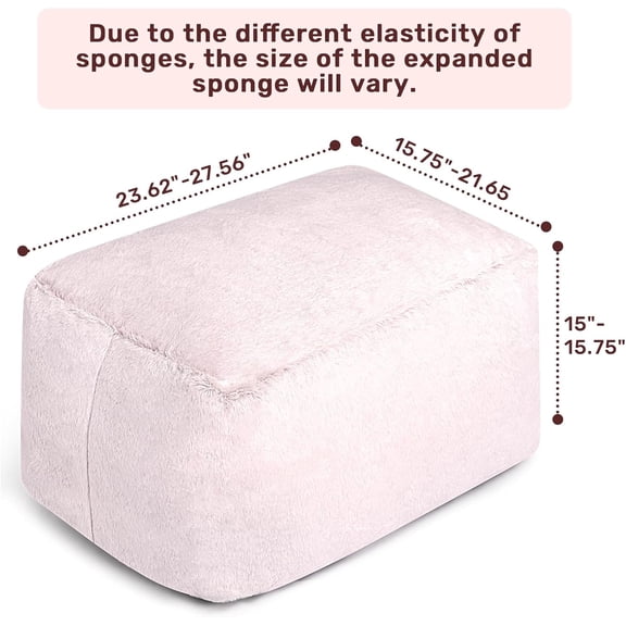 15"(H) Bean Bag Ottoman Pouf, 6.6LB Memory Foam Filled Footstool for Sofa, Accent Stuffed Footrest Stool with Washable Cover, Single Footrest Stool for Living Room, Bedroom, Pink