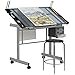 thumbnail image 3 of SD Studio Designs Studio Designs 2 Piece Vision Modern Metal Hobby, Craft, Drawing, Drafting Table, Mobile Desk with 40.75" W x 25.75" D Angle Adjustable Top in Silver/Blue Glass, 3 of 4
