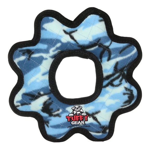 Tuffy Ultimate Gear Ring Camo Blue Durable Plush Squeaky Dog Toy