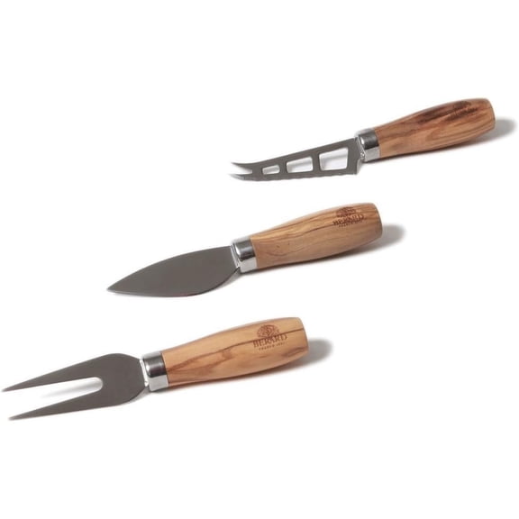 Berard Stainless Steel 3 Piece Cheese Knife Set with Olive Wood Handles