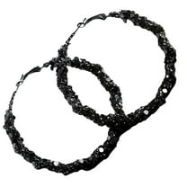 OFFIGAM 1 Pair Oversized Black Circular Hoop Earrings for Women Teens Fashion Statement Chunky Lightweight Jewelry