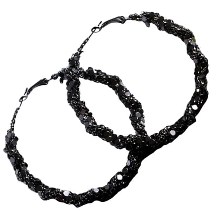 OFFIGAM 1 Pair Oversized Black Circular Hoop Earrings for Women Teens Fashion Statement Chunky Lightweight Jewelry