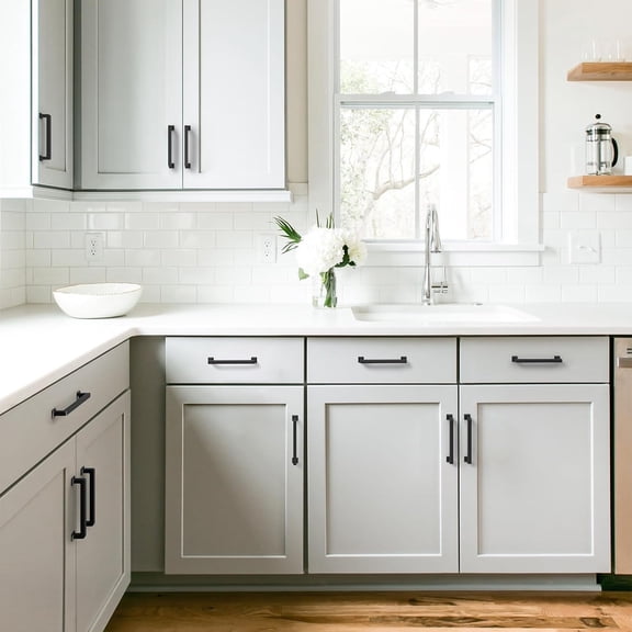 Modern Square Cabinet Pulls, Matte Black Stainless Steel Drawer Handles for Kitchen Cabinets, Dressers & Wardrobes