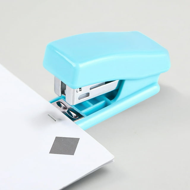 Mini grapadora práctica para la escuela y la oficina | Grapadora metálica compacta para niños y adultos | Herramienta portátil de encuadernación con grapas de repuesto