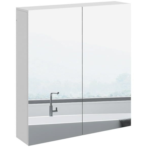 kleankin Medicine Cabinet, Bathroom Mirror Cabinet with Doors and Shelf