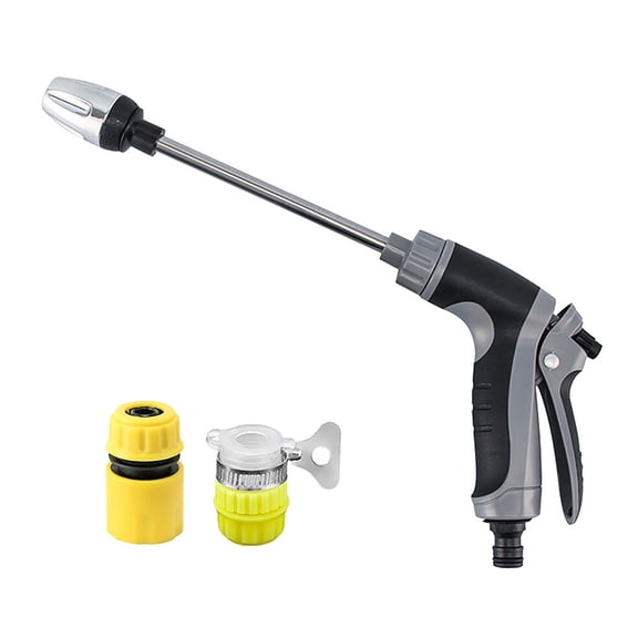 FEOLGEHLY High Pressure Washer Gun with 2 Interfaces, Portable Power Water Gun for Car Cleaning Garden Flower Watering Tools Driveway Cleaning, Gray