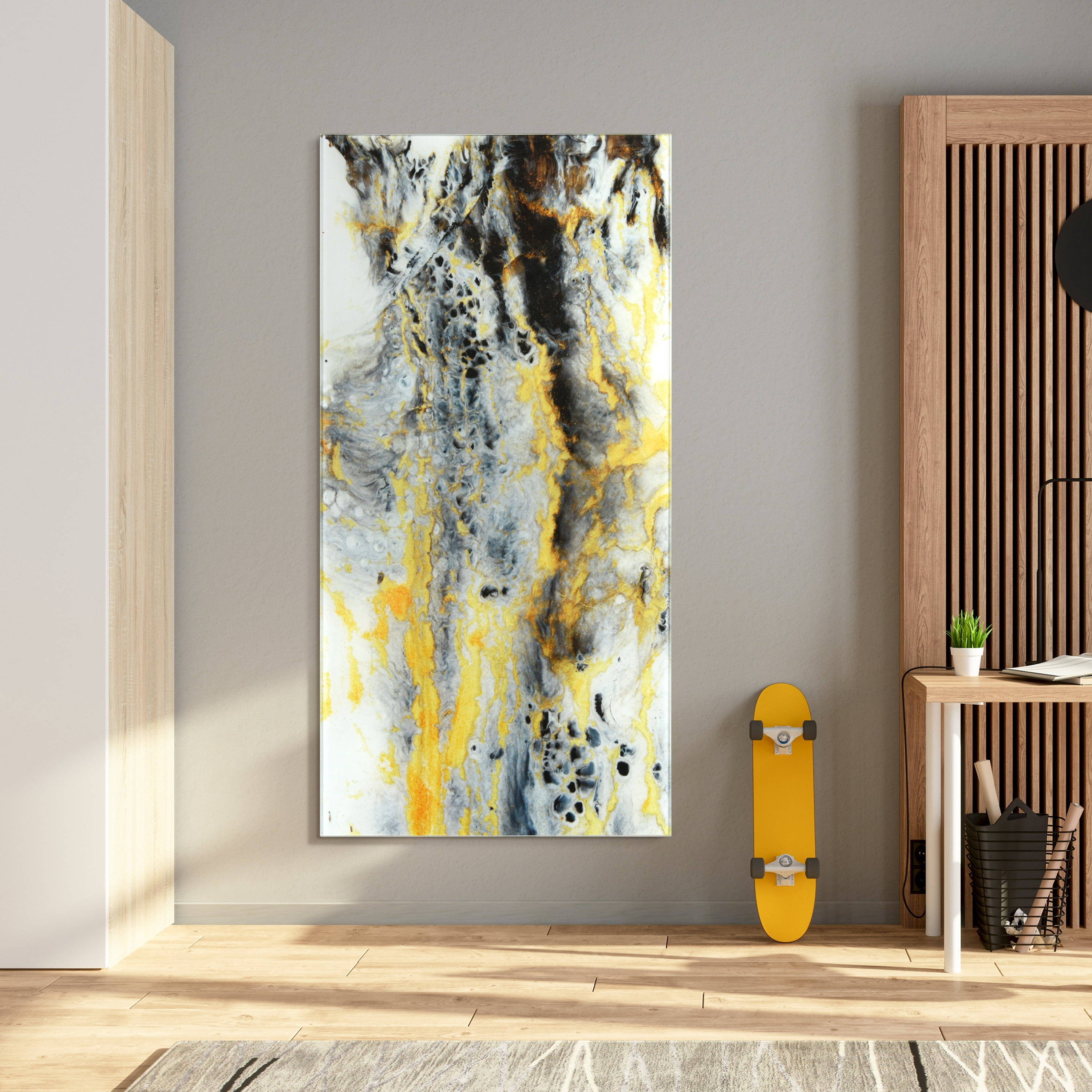 "Granite I B" Frameless Free Floating Reverse Printed Tempered Art Glass Wall Art