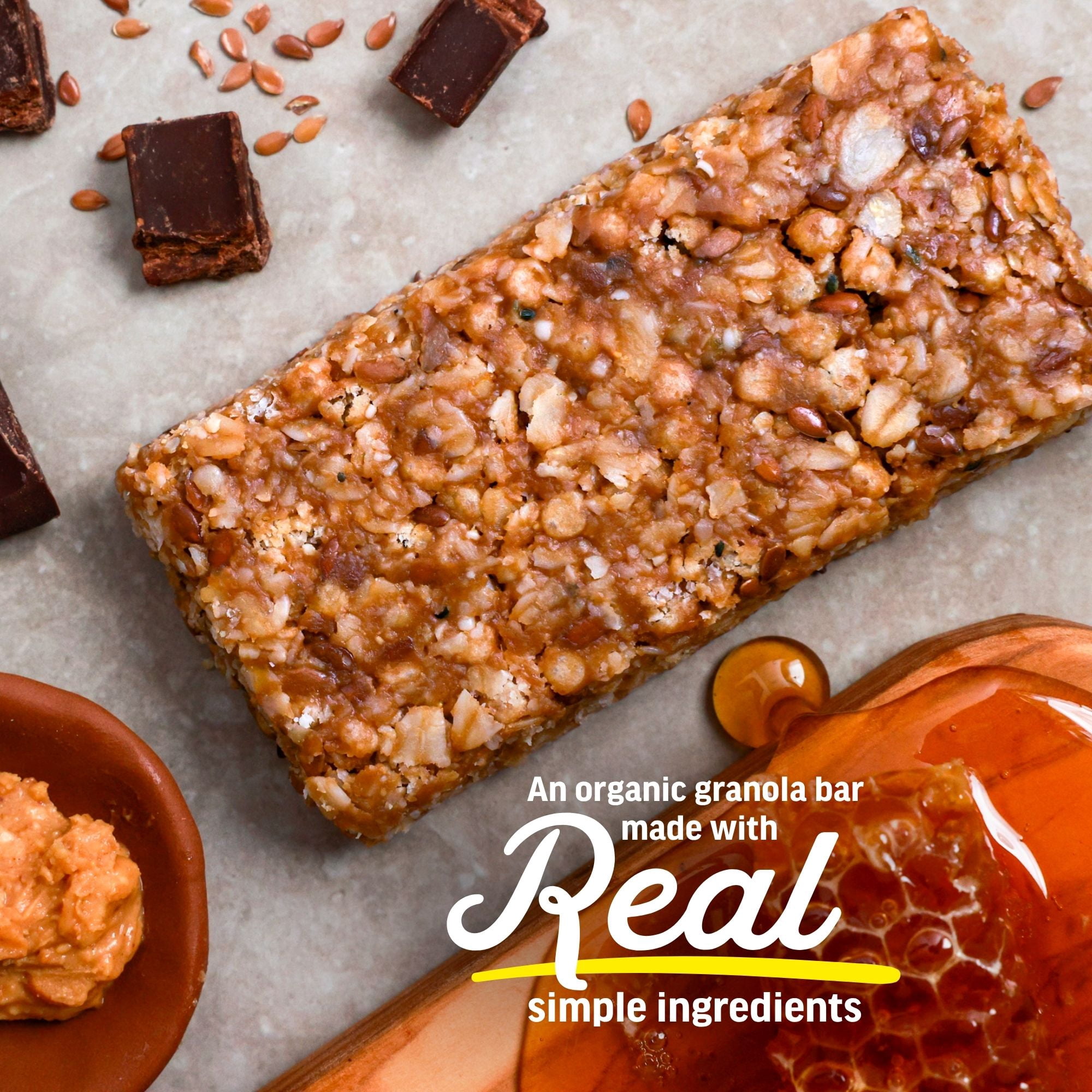 Kate’s Real Food Organic Granola Peanut Butter Hemp & Flax All Natural Energy Bars - Non GMO, Soy Free, Whole Grain, and Made with Gluten Free Oats - 12 count