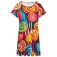 thumbnail image 3 of Rainbow Lollipop Dress Fashion Beach Short Sleeve Dresses Female Party Printed Sundress, 3 of 7