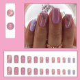 thumbnail image 2 of 24 Pcs Pink Press on Nails Medium Square - Fake Nails Press ons Roland Purple Glitter Ripple Nail Tips Full Cover False Nails with Designs Artificial Acrylic Nail Kit Art for Women Manicure, 2 of 5