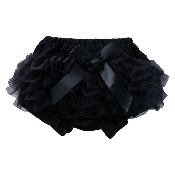 Bainana Baby Girls Shorts Solid Color Elastic Waist Wide Leg Shorty Elegant Cute Summer Girls Mesh Shorts Black Size 6-12 Months